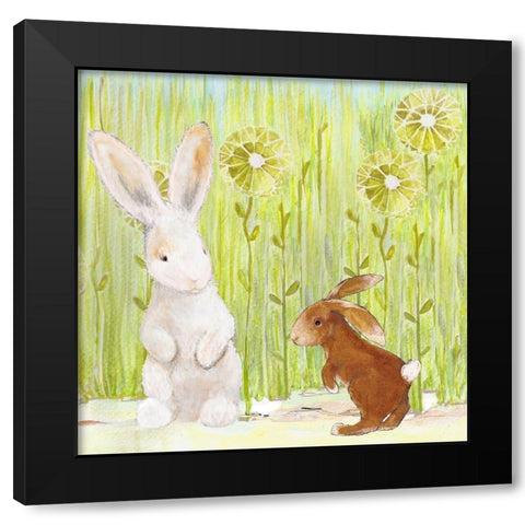 The Bunnies II Black Modern Wood Framed Art Print with Double Matting by Diannart