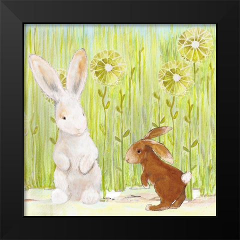 The Bunnies II Black Modern Wood Framed Art Print by Diannart