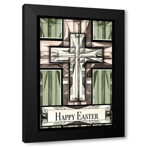 Easter Greetings Cross Black Modern Wood Framed Art Print with Double Matting by Diannart