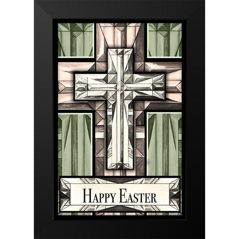Easter Greetings Cross Black Modern Wood Framed Art Print by Diannart
