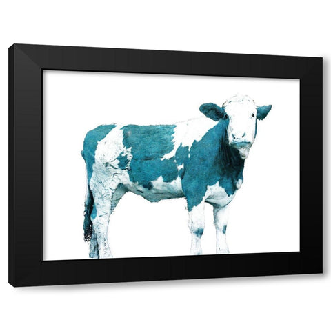 Bright Blue Swiss Cow Black Modern Wood Framed Art Print with Double Matting by Hyler, JB