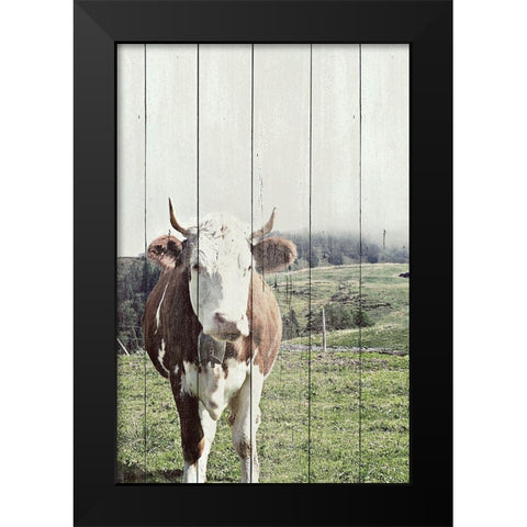 Country Cow on Wood Black Modern Wood Framed Art Print by Hyler, JB