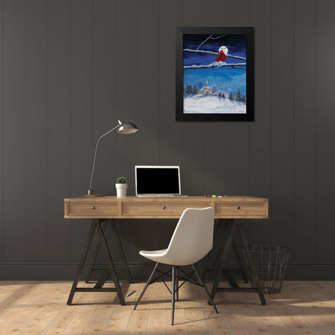 Little White Church On Hill Black Modern Wood Framed Art Print by Redding, James