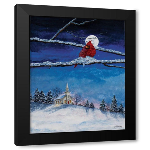 Little White Church On Hill Black Modern Wood Framed Art Print with Double Matting by Redding, James