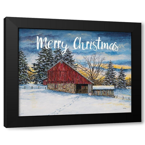 Merry Christmas Barn Black Modern Wood Framed Art Print by Redding, James