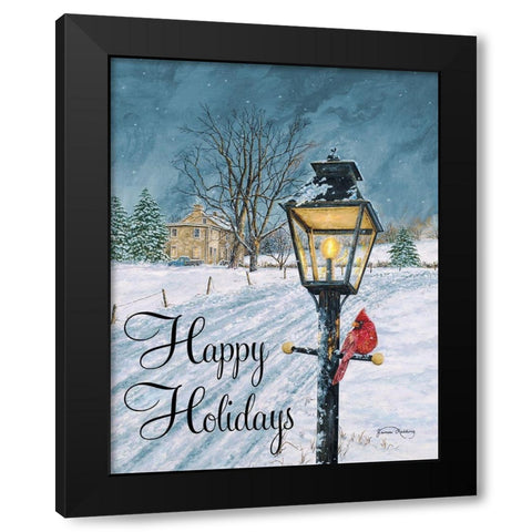 Happy Holidays Black Modern Wood Framed Art Print by Redding, James