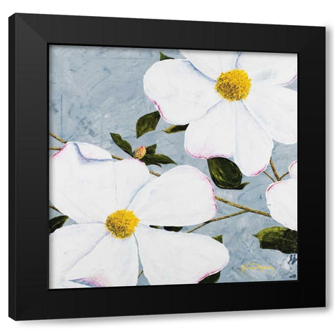 White Floral I Black Modern Wood Framed Art Print by Redding, James