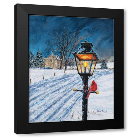 Winterberry Lamppost Black Modern Wood Framed Art Print by Redding, James