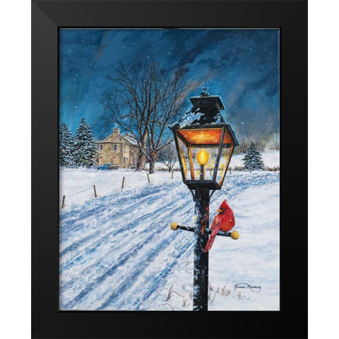 Winterberry Lamppost Black Modern Wood Framed Art Print by Redding, James