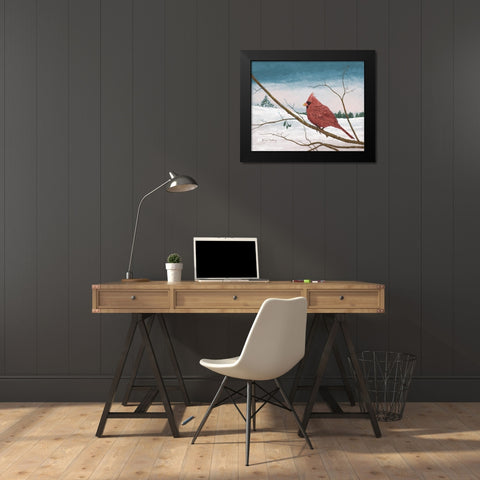 Auburn Cardinal Black Modern Wood Framed Art Print by Redding, James