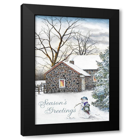 Seasons Greetings Black Modern Wood Framed Art Print with Double Matting by Redding, James