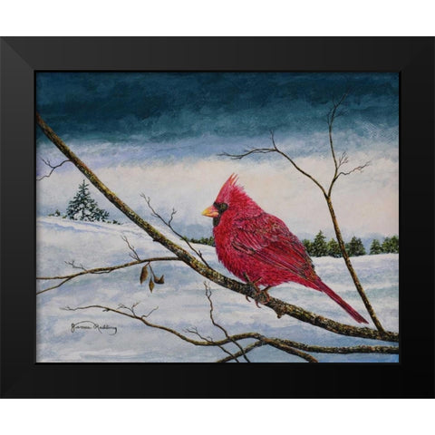 Cardinal In A Pastel Sky Black Modern Wood Framed Art Print by Redding, James