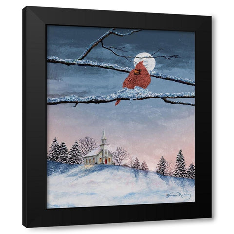 Winter Church Nights Black Modern Wood Framed Art Print by Redding, James