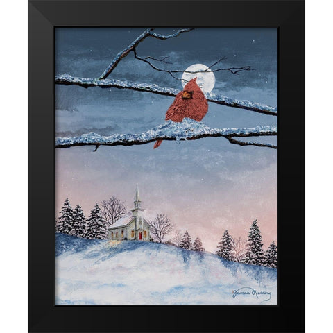 Winter Church Nights Black Modern Wood Framed Art Print by Redding, James