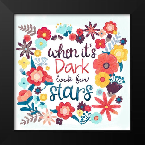 Look For The Stars Black Modern Wood Framed Art Print by Josefina