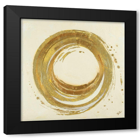 Gold Circle Black Modern Wood Framed Art Print by Pinto, Patricia
