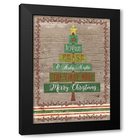 Wooden Christmas I Black Modern Wood Framed Art Print with Double Matting by Metz, Andi