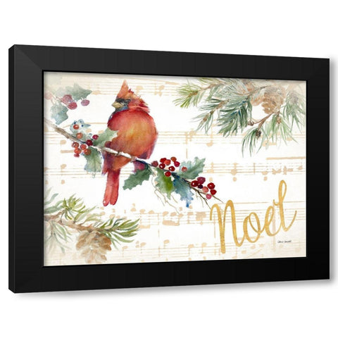 Holiday Cardinal II Black Modern Wood Framed Art Print with Double Matting by Loreth, Lanie
