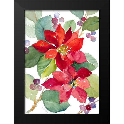 Berry Poinsettias Black Modern Wood Framed Art Print by Loreth, Lanie