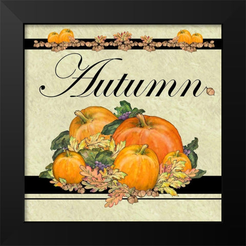 Autumn Pumpkins Black Modern Wood Framed Art Print by Diannart