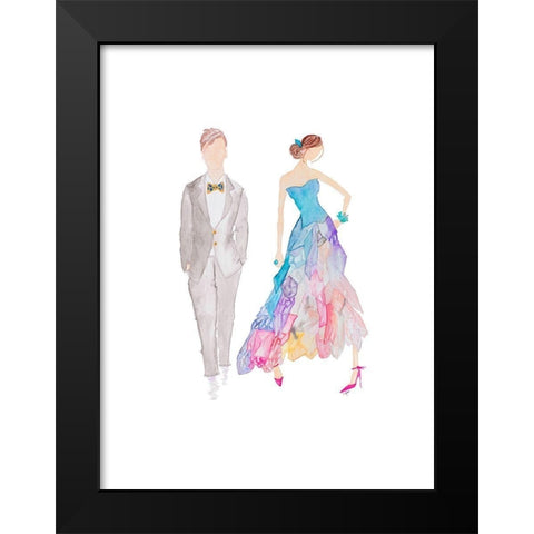 Ballroom Couple Black Modern Wood Framed Art Print by James, Nola