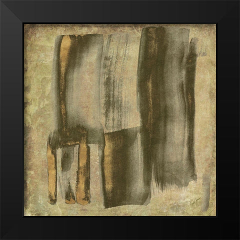 Midnight Brush Black Modern Wood Framed Art Print by James, Nola
