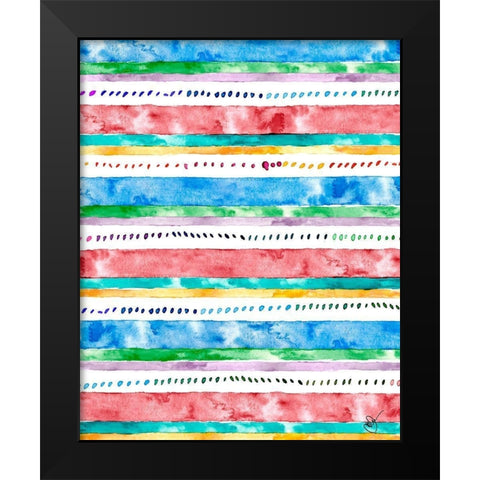Colorful Bands II Black Modern Wood Framed Art Print by James, Nola
