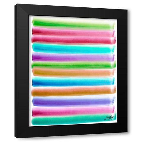 Colorful Stripes Pattern I Black Modern Wood Framed Art Print by DeRice, Julie