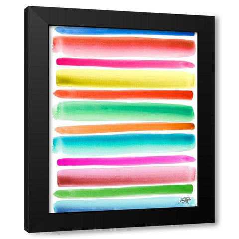 Colorful Stripes Pattern II Black Modern Wood Framed Art Print with Double Matting by DeRice, Julie