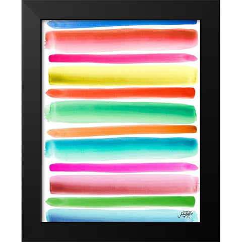 Colorful Stripes Pattern II Black Modern Wood Framed Art Print by DeRice, Julie