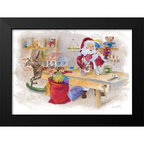 Santas Workshop Black Modern Wood Framed Art Print by Loreth, Lanie