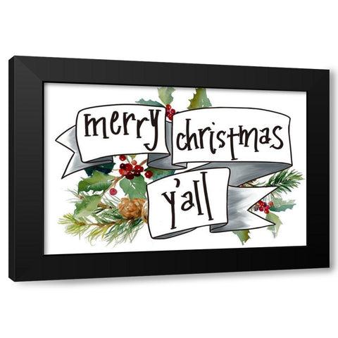 Merry Christmas Yall Black Modern Wood Framed Art Print by Loreth, Lanie