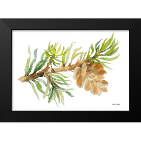 Fir Tree Branch and Cone Black Modern Wood Framed Art Print by Loreth, Lanie