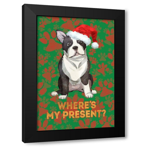 Santas Best Friend Black Modern Wood Framed Art Print with Double Matting by SD Graphics Studio