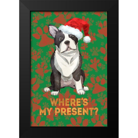 Santas Best Friend Black Modern Wood Framed Art Print by SD Graphics Studio