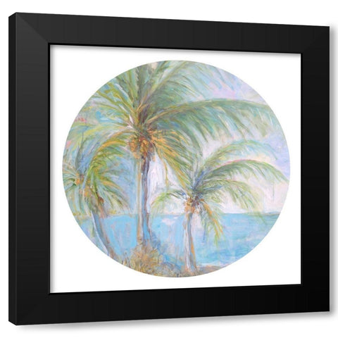 Tropical Winds Circle Black Modern Wood Framed Art Print by Diannart