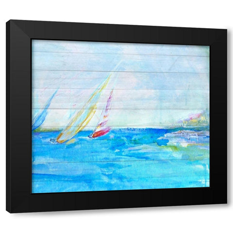 Coastal Sailboats Black Modern Wood Framed Art Print with Double Matting by Diannart