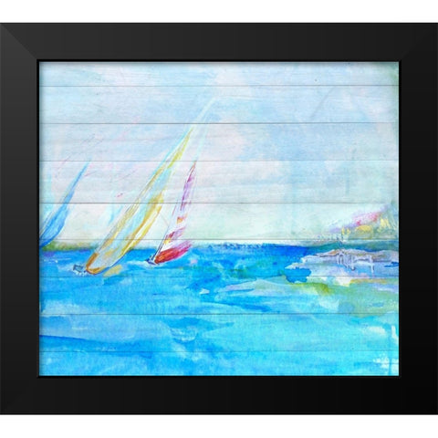 Coastal Sailboats Black Modern Wood Framed Art Print by Diannart