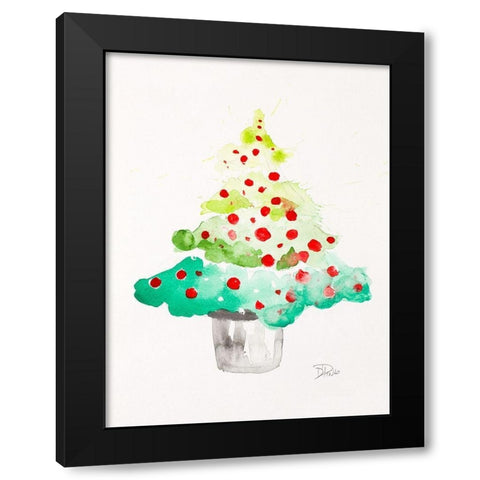 Festive Tree Black Modern Wood Framed Art Print with Double Matting by Pinto, Patricia