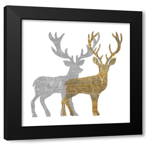Two Holiday Deer Black Modern Wood Framed Art Print by Pinto, Patricia