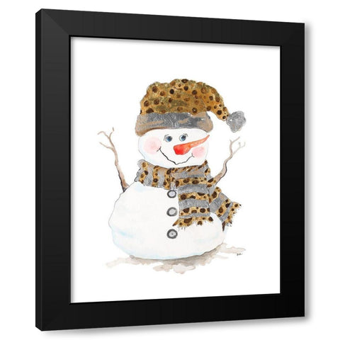 Snowman with Dots Black Modern Wood Framed Art Print with Double Matting by Pinto, Patricia