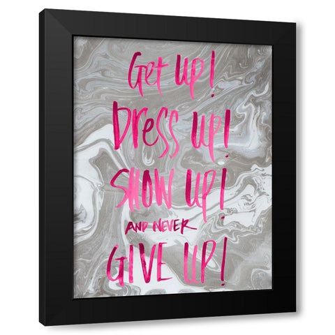 Never Give Up Grey Marble Black Modern Wood Framed Art Print with Double Matting by Bryant, Susan