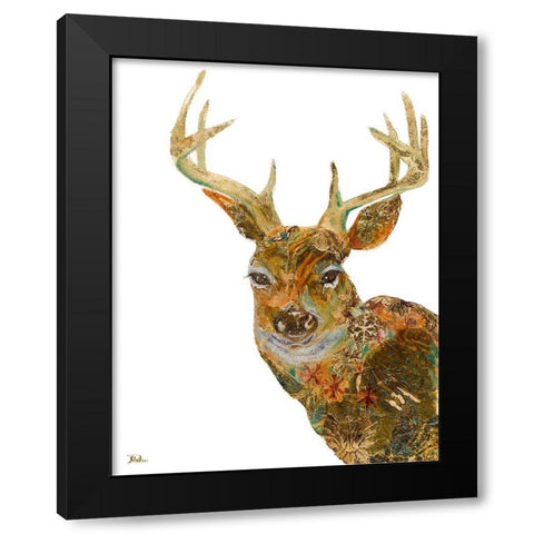 Retro Deer Black Modern Wood Framed Art Print by Pinto, Patricia