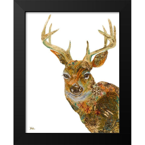 Retro Deer Black Modern Wood Framed Art Print by Pinto, Patricia
