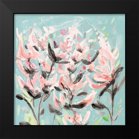 Wild Flowers on Teal Black Modern Wood Framed Art Print by Coolick, Ann Marie