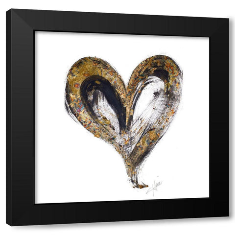 Heart Noir Strokes Black Modern Wood Framed Art Print with Double Matting by Ritter, Gina