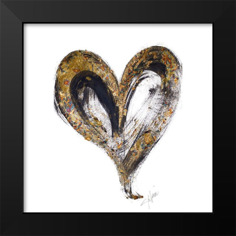 Heart Noir Strokes Black Modern Wood Framed Art Print by Ritter, Gina
