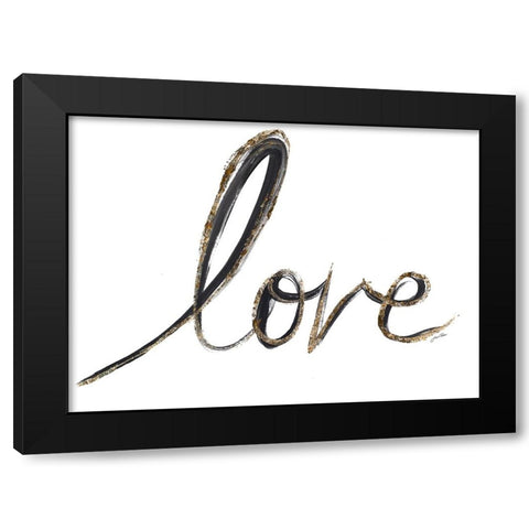 Black and Gold Strokes Love Black Modern Wood Framed Art Print with Double Matting by Ritter, Gina