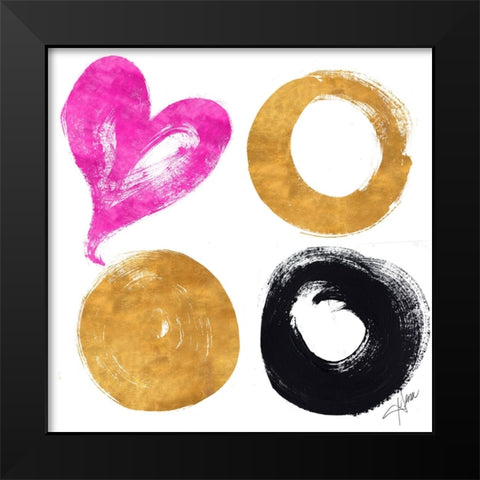 Heart and Circles Black Modern Wood Framed Art Print by Ritter, Gina