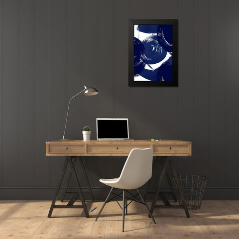 Indigo Swirl Black Modern Wood Framed Art Print by Ritter, Gina